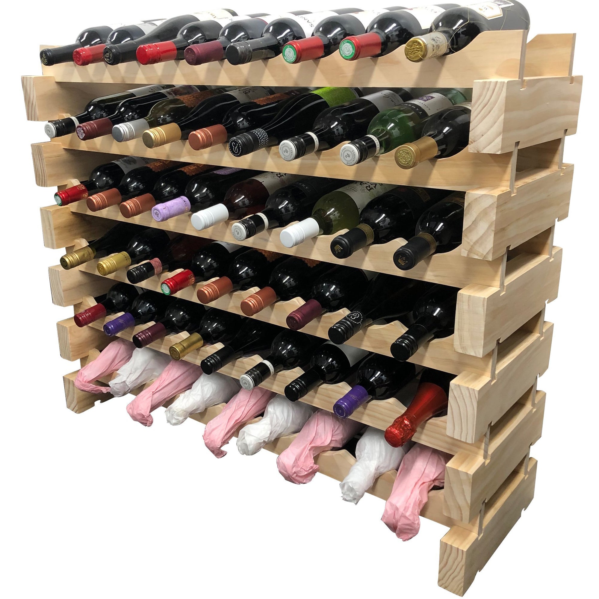 54 Bottle Modular Wine Rack Kit (9 Bottles Wide X 6 Bottles High) - Wine Stash USA