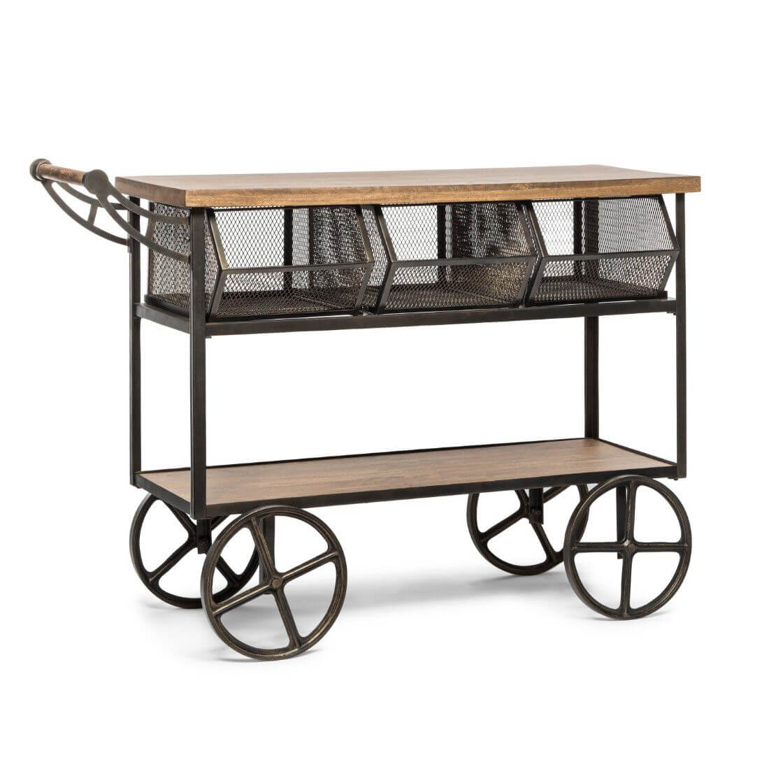 Kitchen Trolley with 3 Baskets - Wine Stash