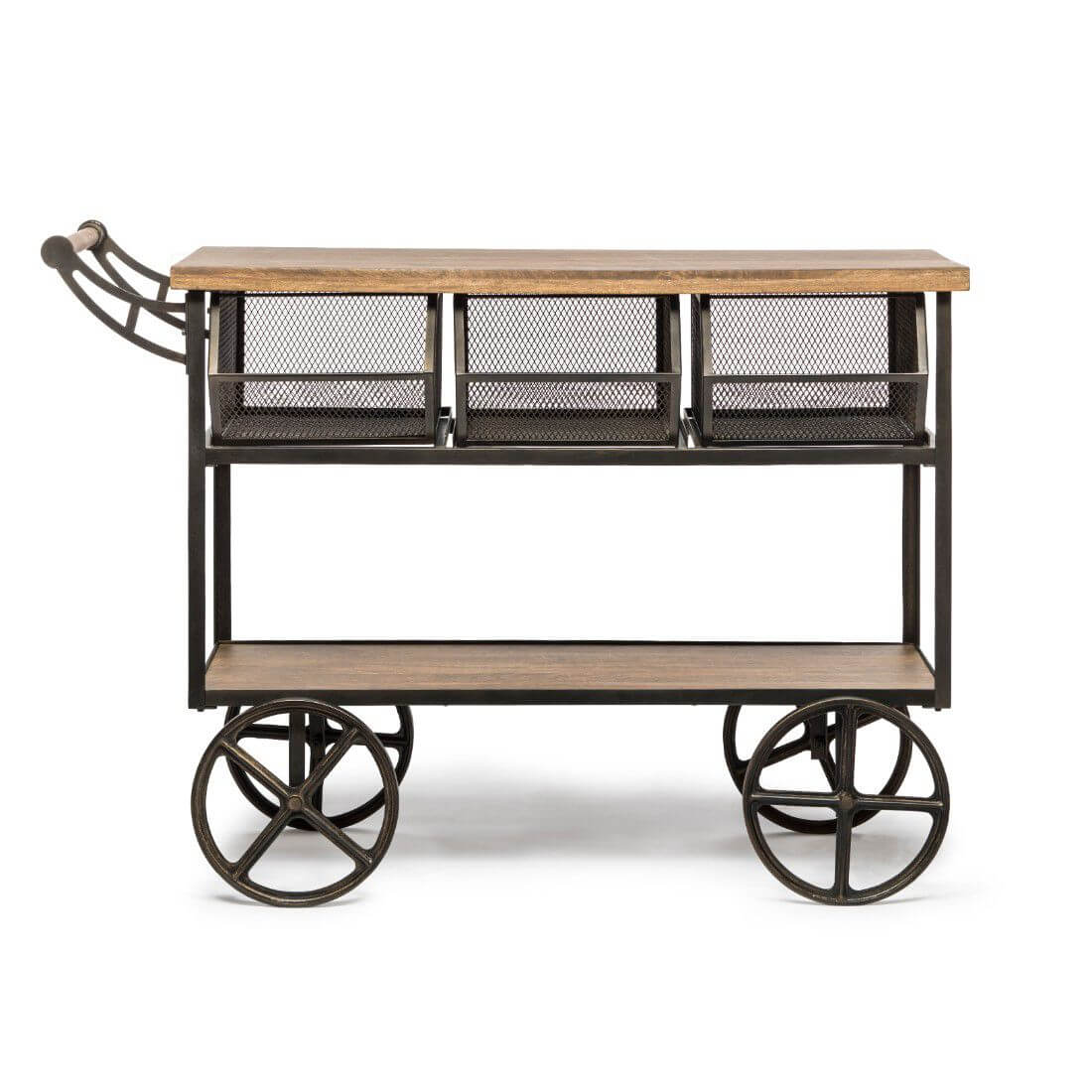 Kitchen Trolley with 3 Baskets - Wine Stash