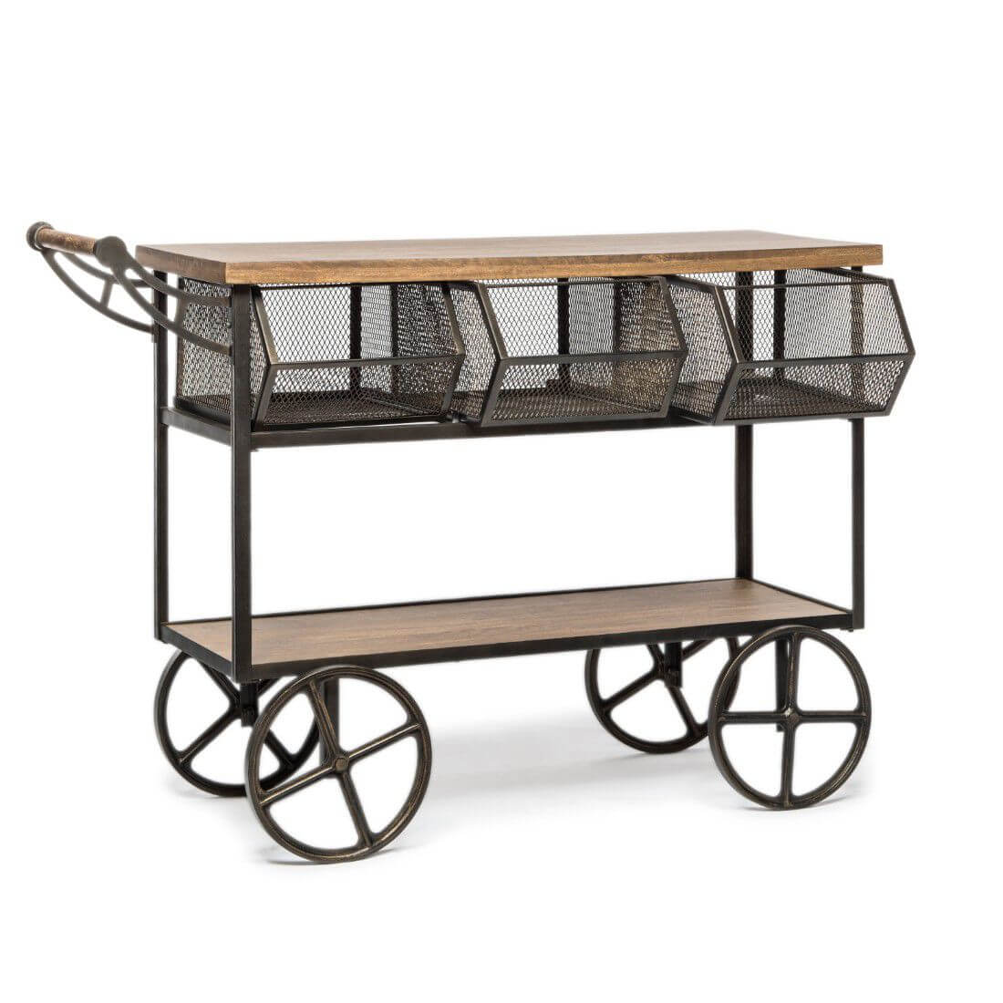 Kitchen Trolley with 3 Baskets - Wine Stash