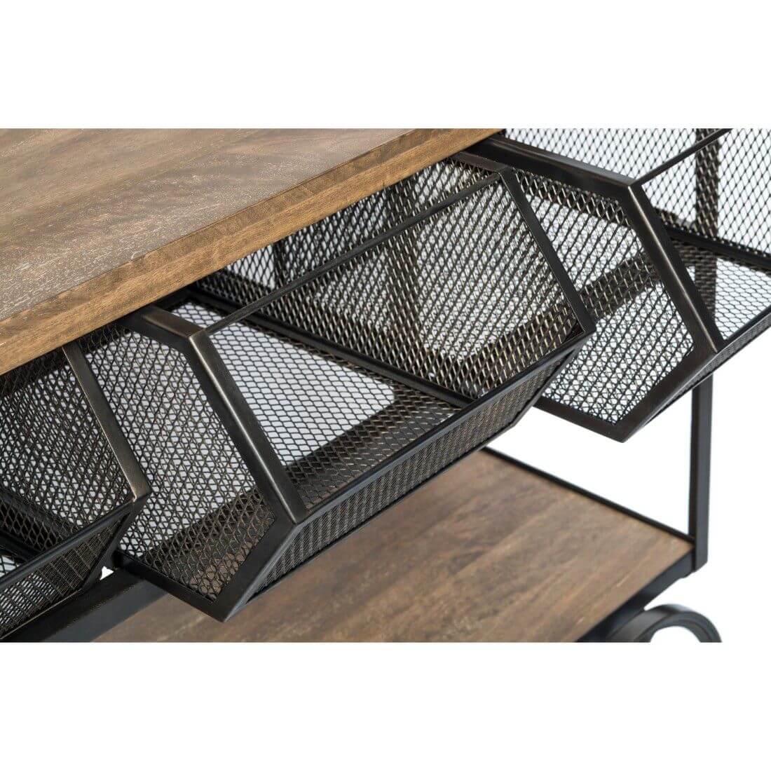Kitchen Trolley with 3 Baskets - Wine Stash