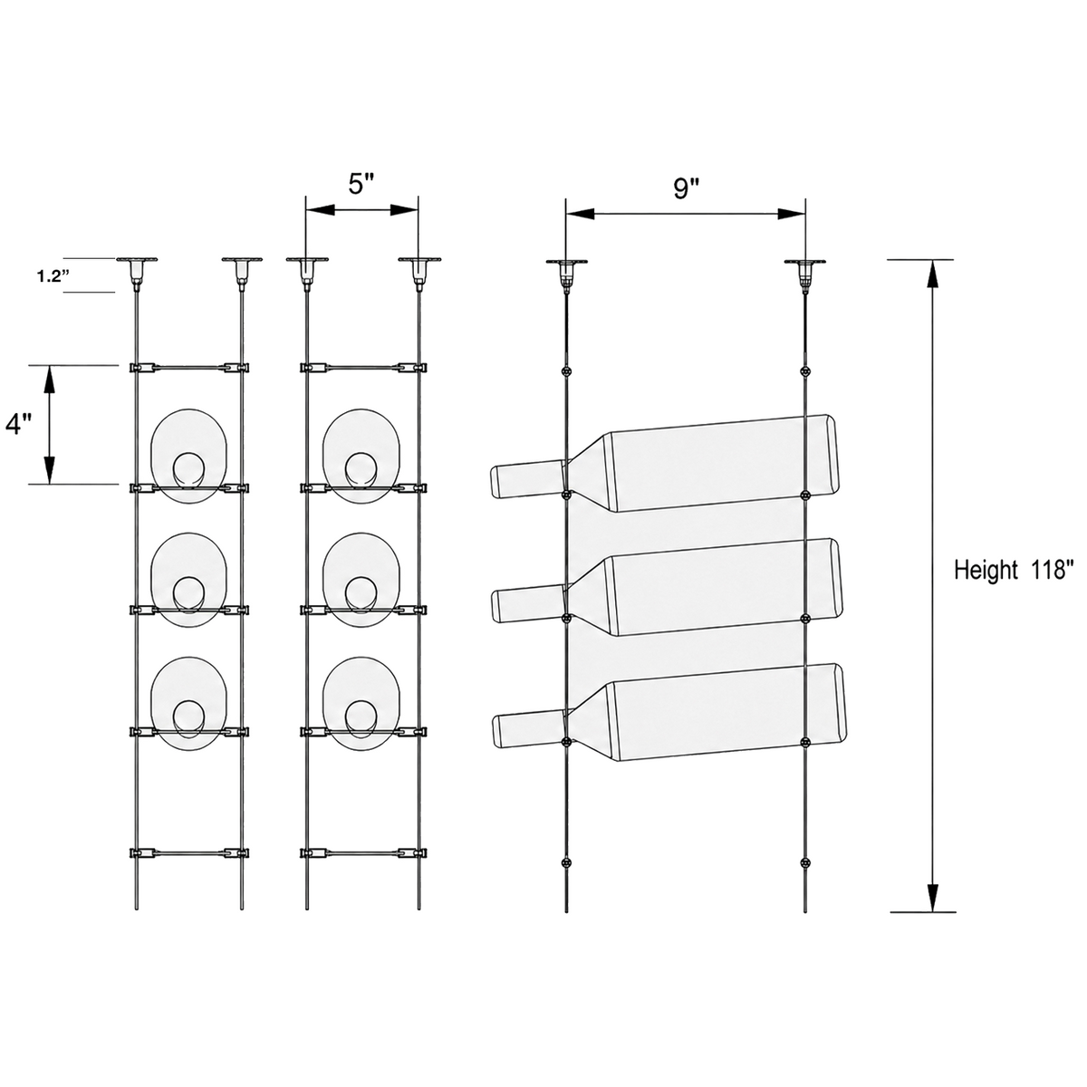 Architectural Cable Wine Rack System