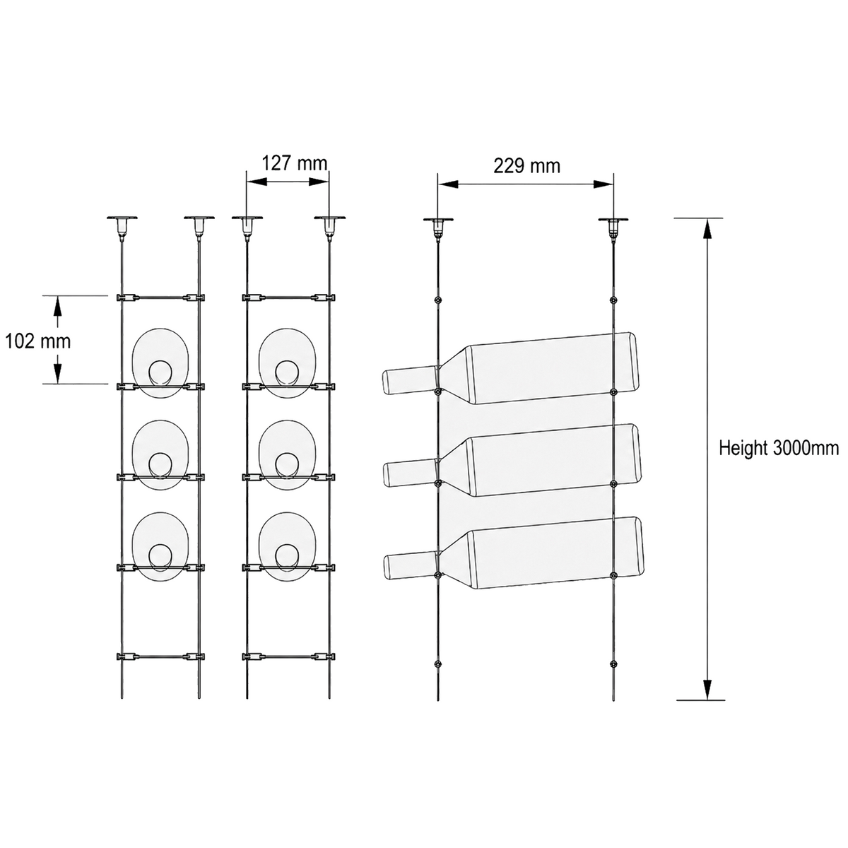 Architectural Cable Wine Rack System
