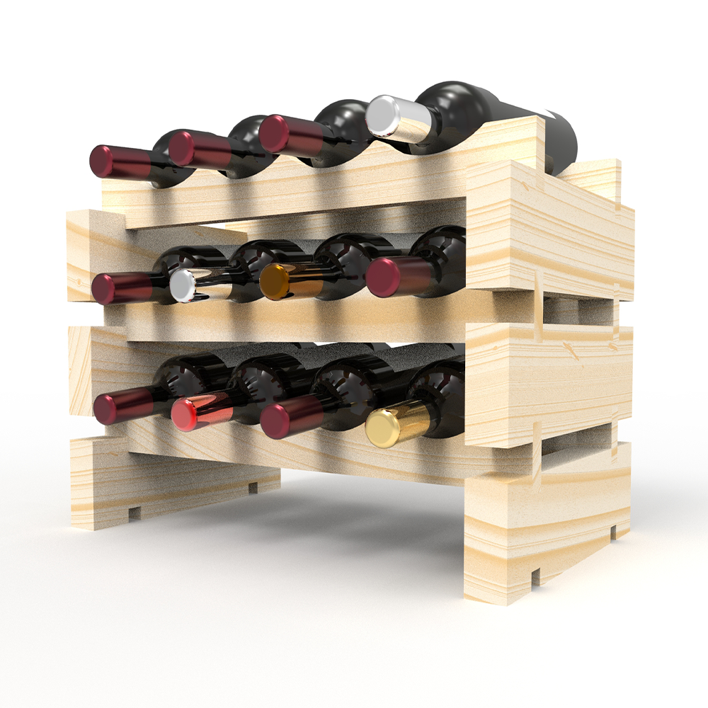12 Bottle Modular Wine Rack Kit (4 Bottles Wide X 3 Bottles High) - Wine Stash USA