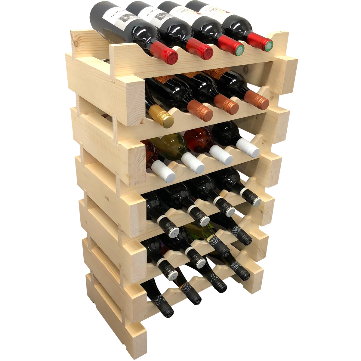 24 Bottle Modular Wine Rack Kit (4 Bottles Wide X 6 Bottles High) - Wine Stash USA