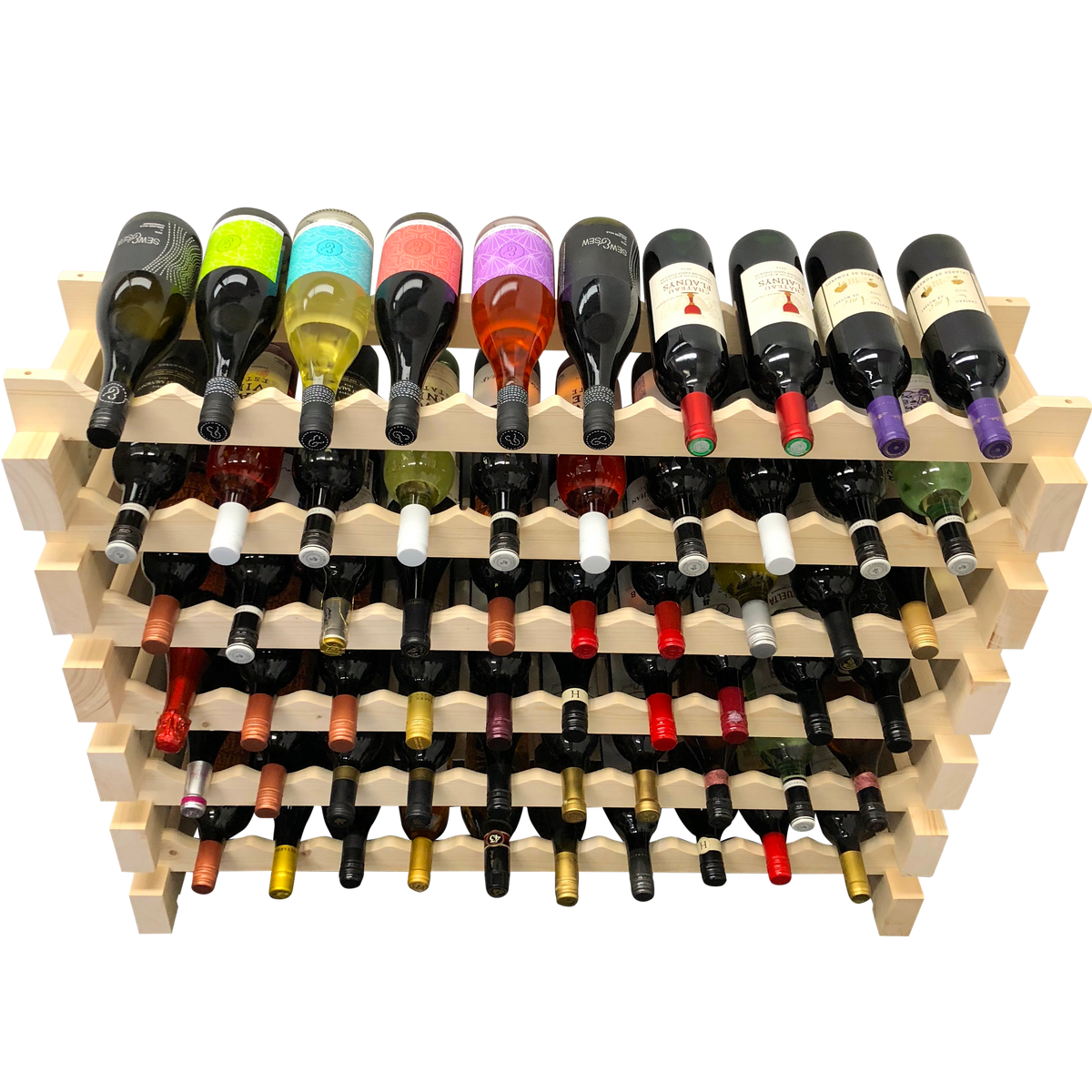 60 Bottle Modular Wine Rack Kit (10 Bottles Wide X 6 Bottles High) - Wine Stash USA