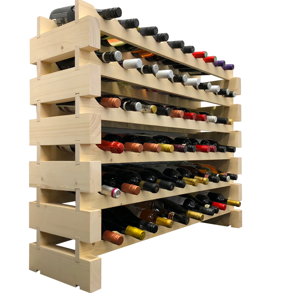 60 Bottle Modular Wine Rack Kit (10 Bottles Wide X 6 Bottles High) - Wine Stash USA